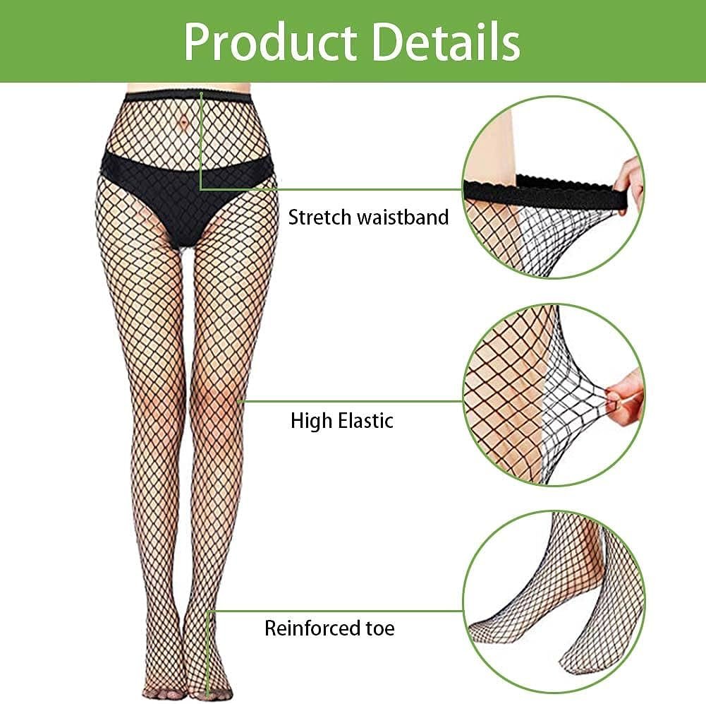 Confonze Fishnet Stockings Womens High Waist Tights Sexy Sheer Mesh Pantyhose