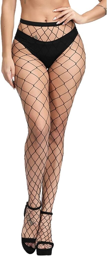 Confonze Fishnet Stockings Womens High Waist Tights Sexy Sheer Mesh Pantyhose