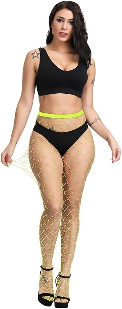 EVERSWE High Waist Fishnet Tights Thigh High Stockings Suspender Pantyhose