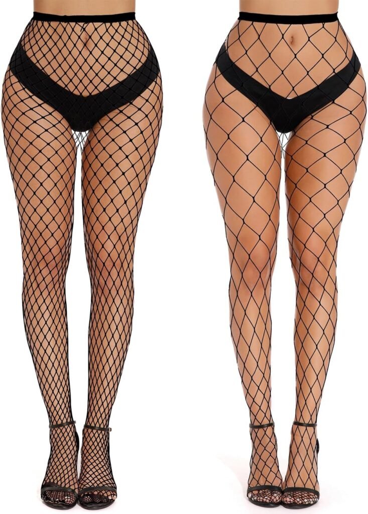 LANREF Womens Tights Fishnet Stockings Thigh High Waist Patterned Patterned Suspenders Sexy Lace Pantyhose Black Plus Size