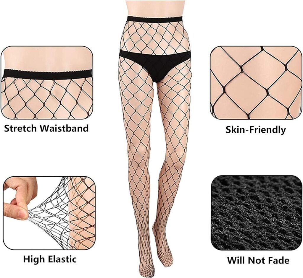 LANREF Womens Tights Fishnet Stockings Thigh High Waist Patterned Patterned Suspenders Sexy Lace Pantyhose Black Plus Size