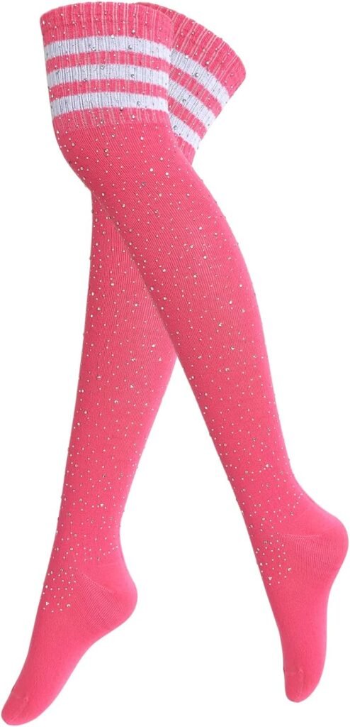 Lookswe Womens Over Knee High Socks Sexy Sparkle Rhinestone Stockings Long Casual Socks