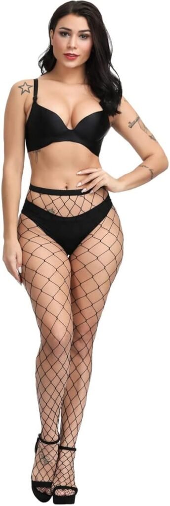 PERAMBRY Womens Fishnet Tights High Waist Fishnet Tights Black Fishnet Stockings Mesh Fishnet