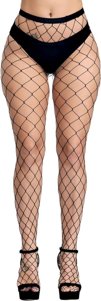 PERAMBRY Womens Fishnet Tights High Waist Fishnet Tights Black Fishnet Stockings Mesh Fishnet