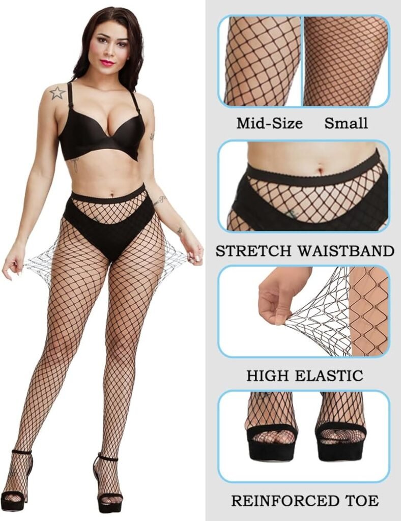 SAFSOU Fishnet tights,Fishnet Stockings Patterned Tights Thigh-High Black Socks Lace Leggings Pantyhose,valentines day gifts